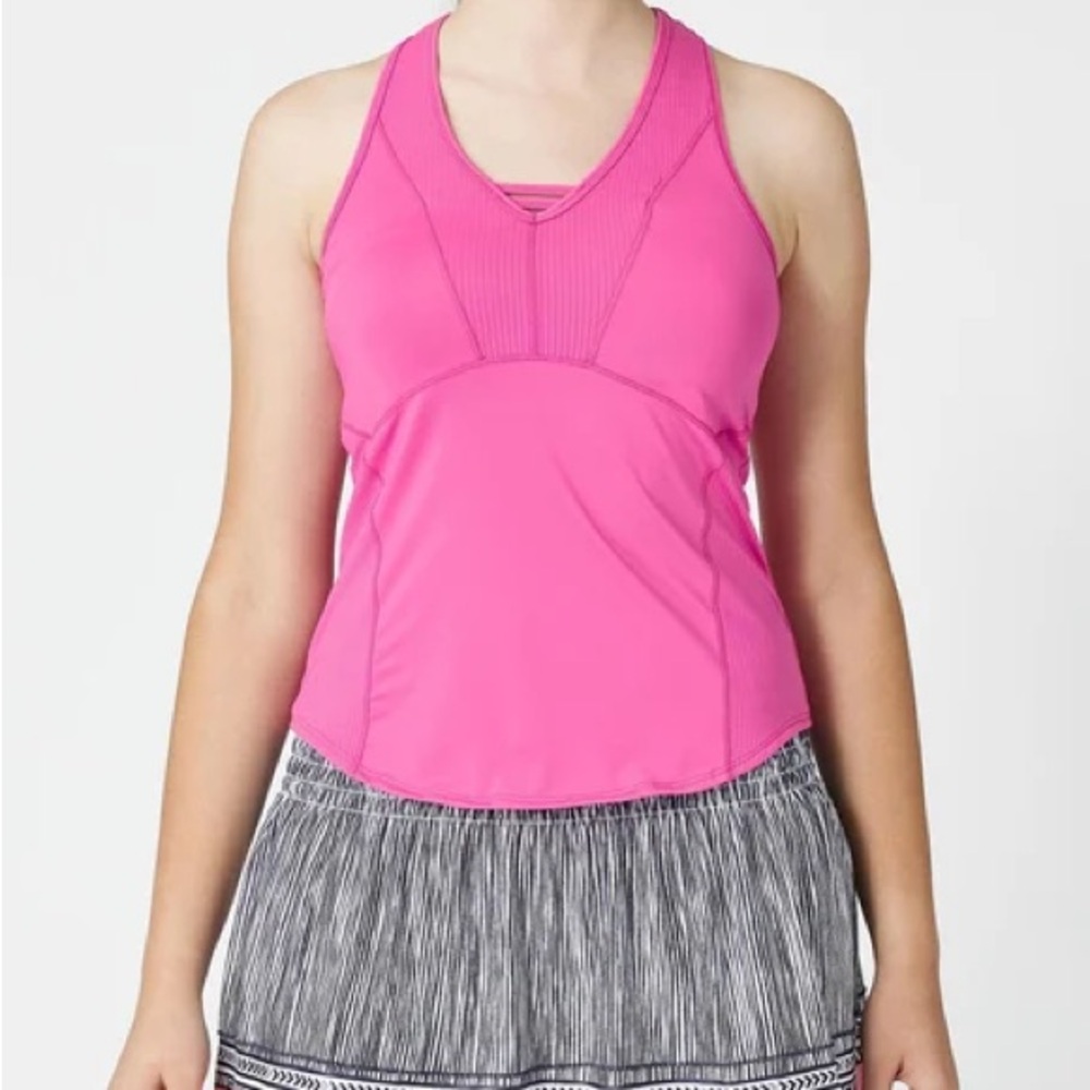 Lucky in Love Pink Women Athletic Tank Top Size Medium (8-10) Polyester, Lycra